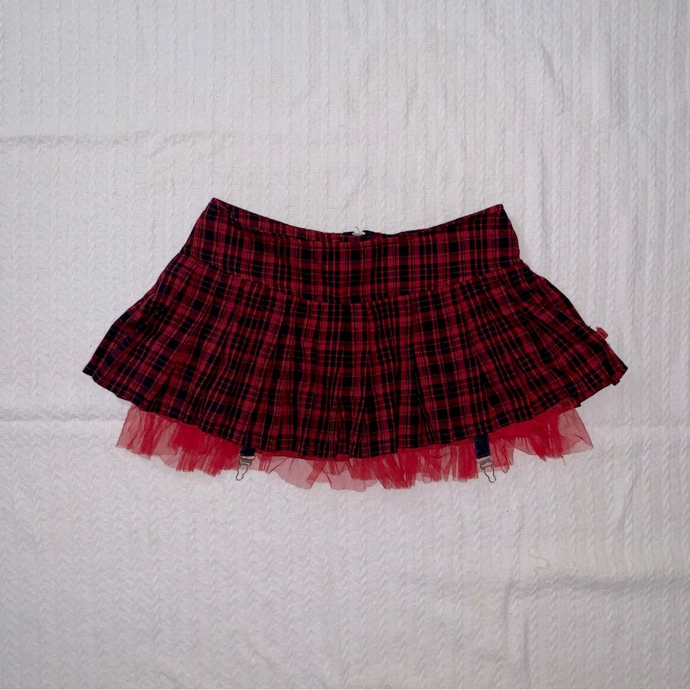 Royal Bones by Daang Red Plaid Skirt